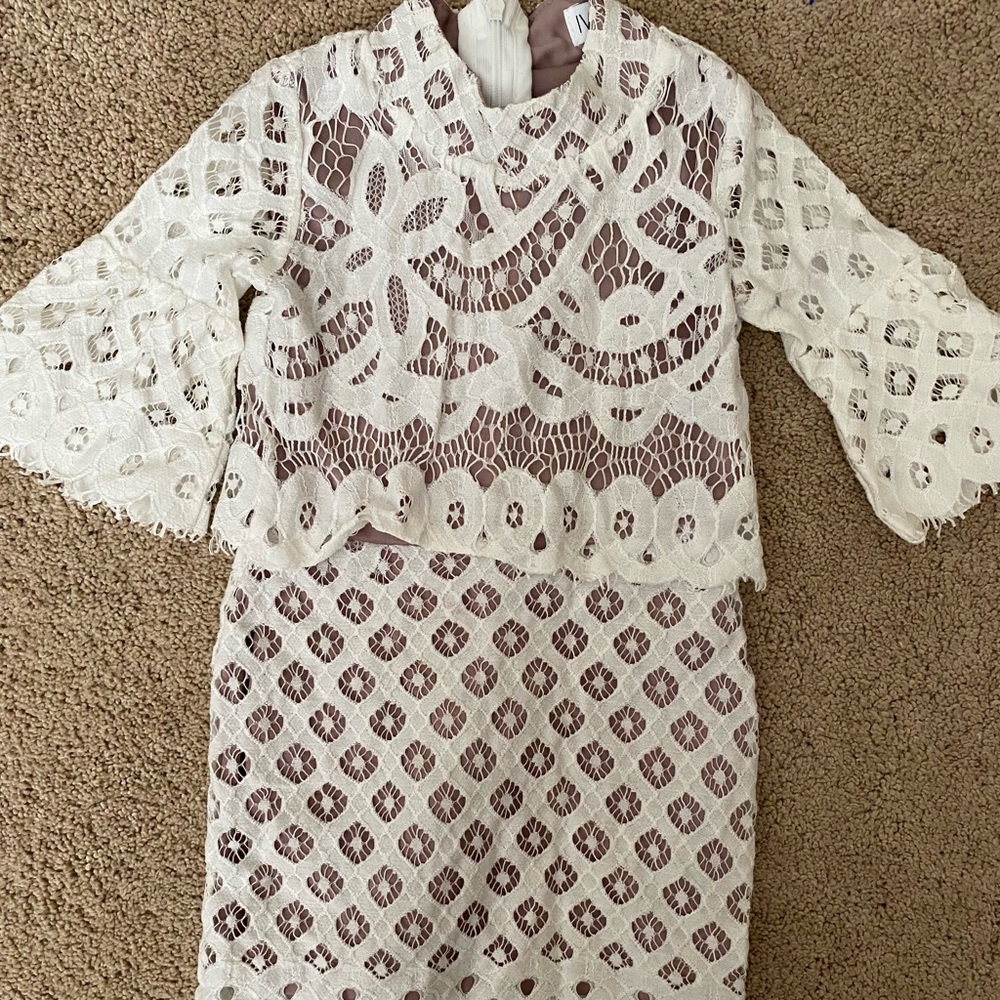 Ivy city mini White Lace Overlay Dress